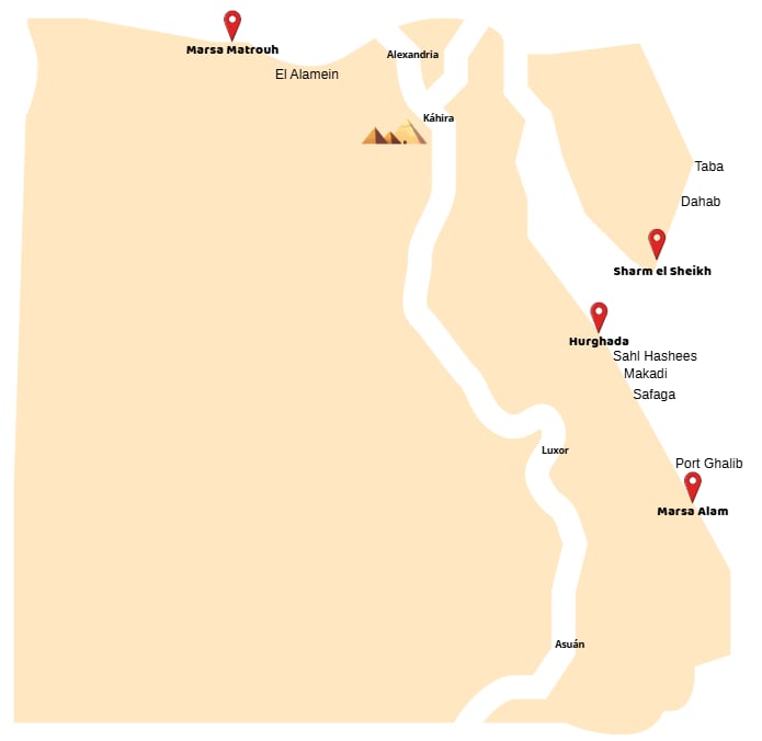 mapa letovisek egypta